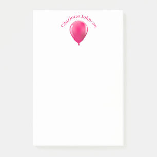 Pretty Pink Balloon Name Personalised Post-it Notes