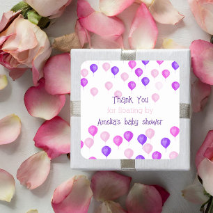 Pretty Pink Balloons Baby Shower Square Sticker