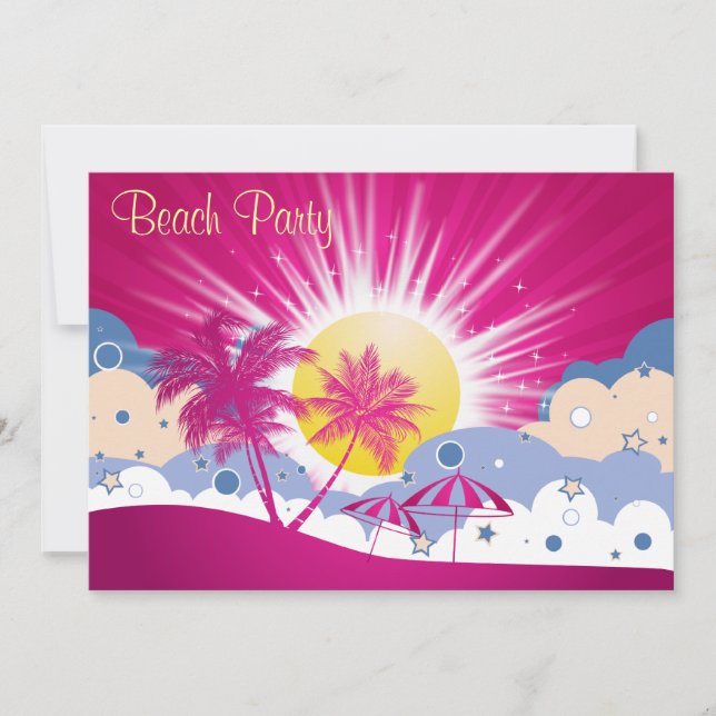 Pretty Pink Beach Party Invitation (Front)