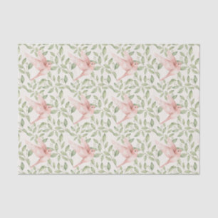 Pretty pink birds and green foliage. tissue paper