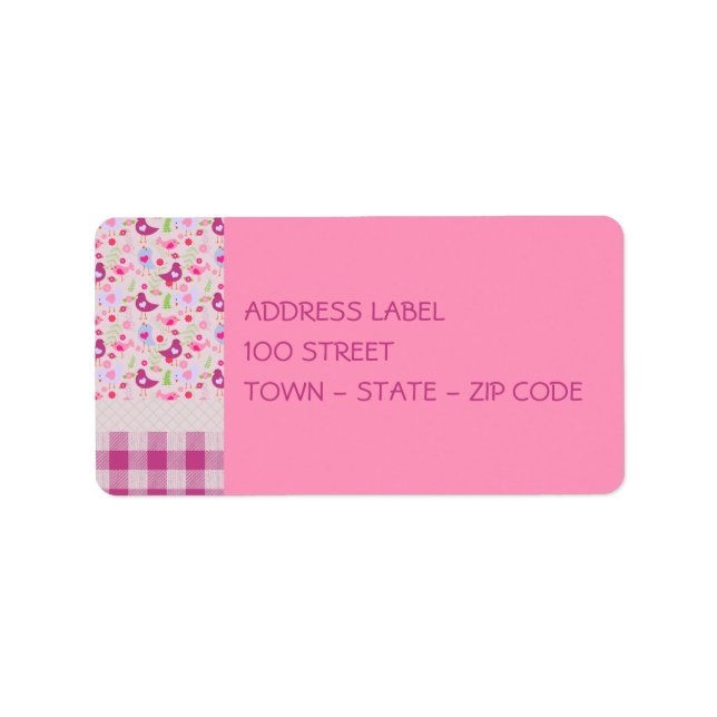 Pretty Pink Birds, Flowers | Valentine's Day Label (Front)