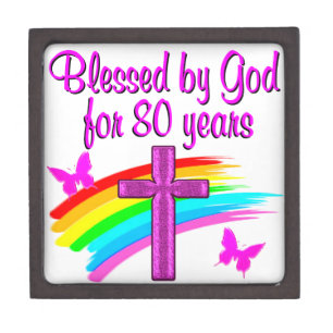 PRETTY PINK BLESSED BY GOD FOR 80 YEARS JEWELLERY BOX