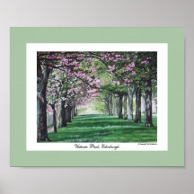 Pretty pink blossom Edinburgh scenery fine art