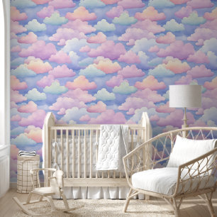 Pretty Pink Blu Orange Pastel Clouds Wallpaper