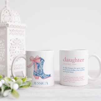 Pretty Pink & Blue Chinoiserie Bow Daughter Coffee Mug