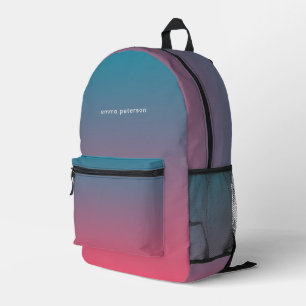 Pretty Pink Blue Gradient Rainbow Monogram Printed Backpack