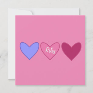 Pretty Pink & Blue Hearts Valentine’s Day Card