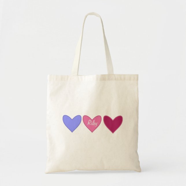 Pretty Pink & Blue Hearts Valentine’s Day  Tote Bag (Front)