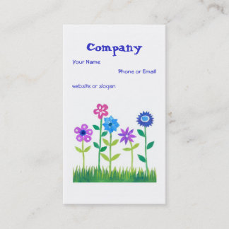 Pretty Pink, Blue, Mauve Flowers Business Card