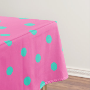 Pretty Pink Blue Polka Dots Tablecloth