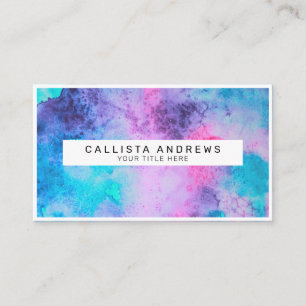 Pretty Pink Blue Purple Salty Watercolor Art Business Card