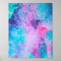 Pretty Pink Blue Purple Salty Watercolor Art