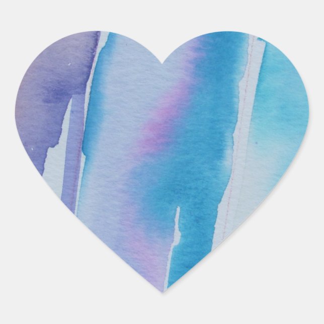 Pretty Pink Blue Purple Trendy Modern Wash Heart Sticker (Front)