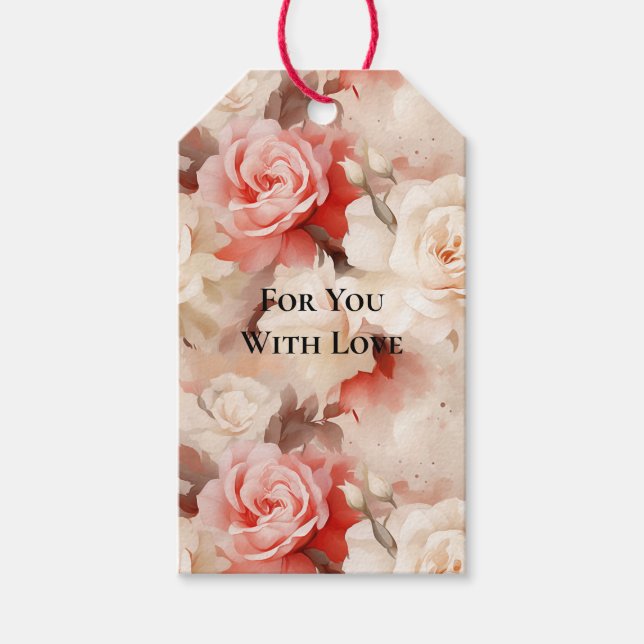 Pretty Pink Blush Cream Floral Gift Tags (Front)