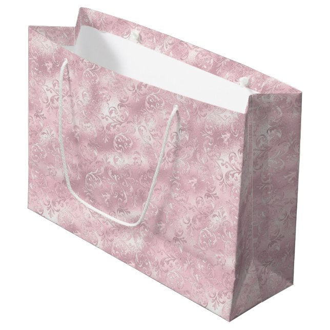 Pretty Pink Blush Elegant Glam Bridal Shower Large Gift Bag (Front Angled)