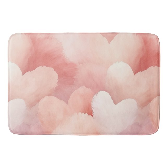 Pretty Pink Blush Hearts Bath Mat (Front)