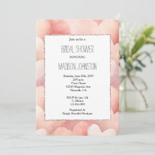 Pretty Pink Blush Hearts Bridal Shower Invitation