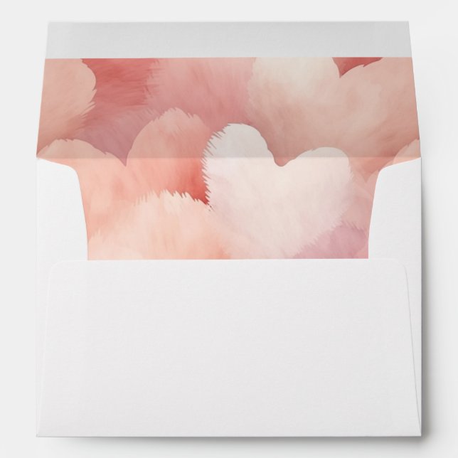 Pretty Pink Blush Hearts Envelope (Back (Bottom))