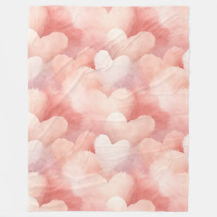 Pretty Pink Blush Hearts Fleece Blanket