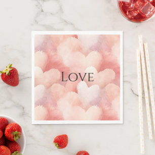 Pretty Pink Blush Hearts Love Napkin