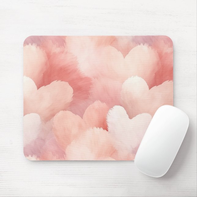 Pretty Pink Blush Hearts Mouse Mat (With Mouse)