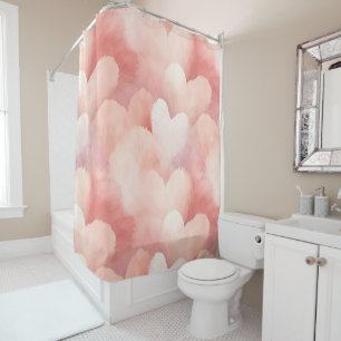 Pretty Pink Blush Hearts Shower Curtain