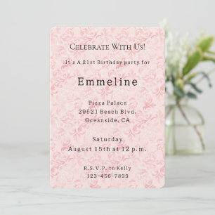 Pretty pink blush pearl birthday invitation