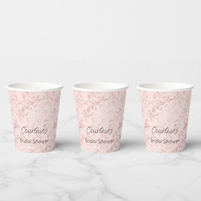 Pretty pink blush pearl bridal shower paper cups (Multi)