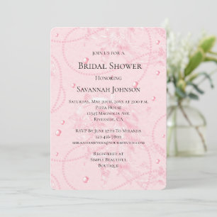 Pretty Pink Blush Pearls Elegant Bridal Shower Invitation