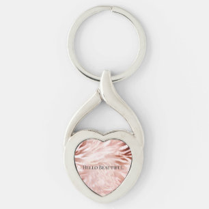 Pretty Pink Blush Rose Glam Zebra Animal Print Key Ring