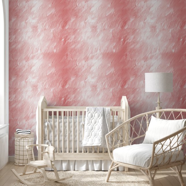 Pretty Pink Blush White Abstract Wallpaper (Kids)