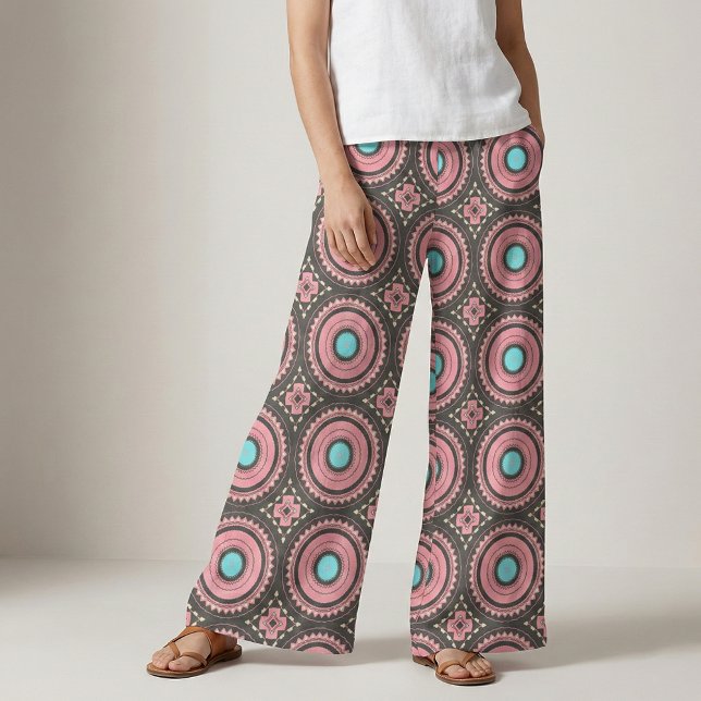 Pretty Pink Boho Mosaic Geometric Pattern Fabric (Creator Uploaded)