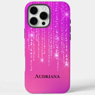 Pretty Pink Bokeh Sparkle Hearts iPhone 16 Pro Max Case