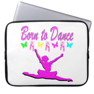 PRETTY PINK BORN TO DANCE BALLERINA DESIGN LAPTOP SLEEVE