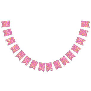 Pretty Pink Botanical Wildflower Floral Bunting