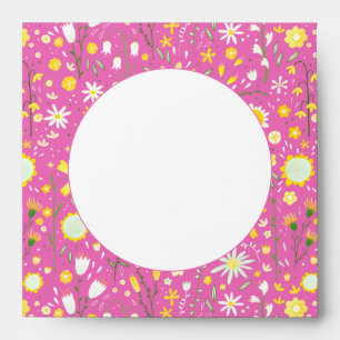Pretty Pink Botanical Wildflower Floral Envelope