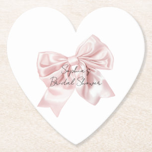 Pretty Pink Bow Bridal Shower Paper Coaster