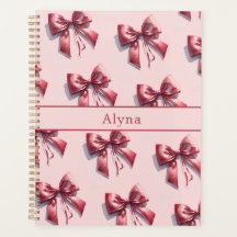 Pretty Pink Bow Custom Name Notebook