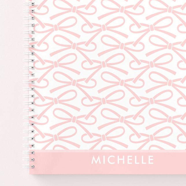 Pretty Pink Bow Custom Name Spiral Notebook (Creator Uploaded)
