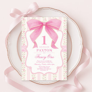 Pretty Pink Bow Fancy One Love Shack 1st Birthday Invitation