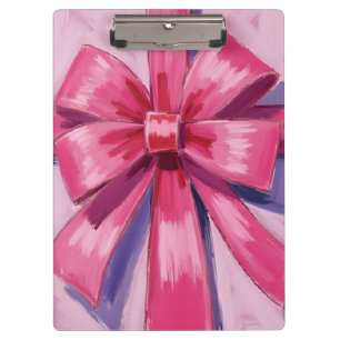 Pretty Pink Bow Ribbon Watercolor Clipboard
