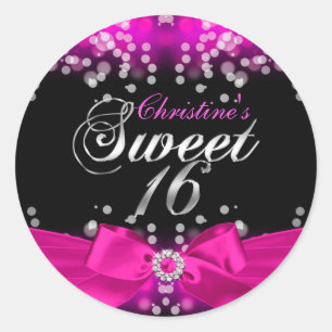 Pretty Pink Bow & Sparkle Sweet 16 Sticker