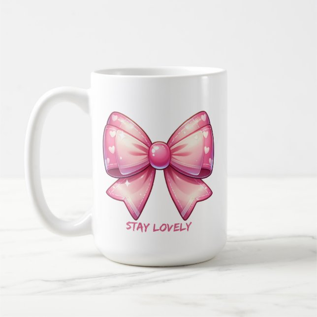 Pretty Pink Bow-Stay Lovely Coffee Mug (Left)