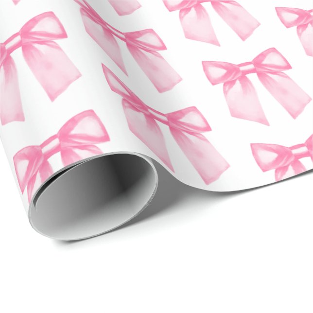 Pretty Pink Bow Wrapping Paper (Roll Corner)