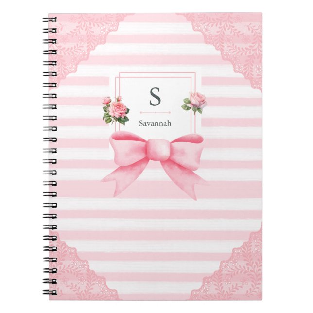 Pretty Pink Bows Coquette Aesthetic Notebook (Front)