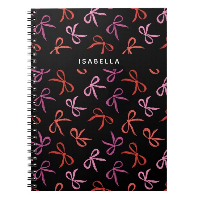 Pretty Pink Bows Personalised Notebook (Front)