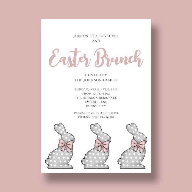 Pretty Pink Bunny Easter Brunch Invitation (Pretty Pink Bunny Easter Brunch Invitation)