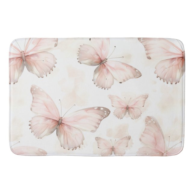 Pretty Pink Butterflies   Bath Mat (Front)
