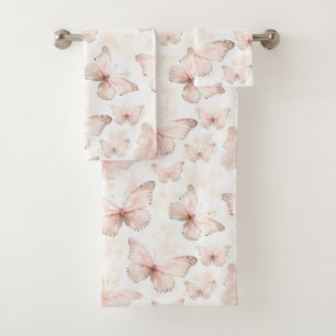 Pretty Pink Butterflies Bath Towel Set
