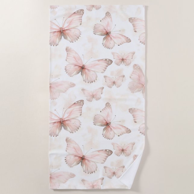 Pretty Pink Butterflies   Beach Towel (Front)